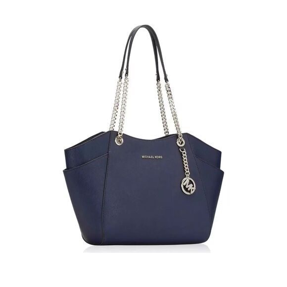 Michael Kors Jet Set Travel Large Chain Shoulder Tote Navy - Picture 1 of 5